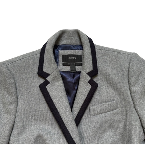 J.Crew Schoolboy Tipped Wool Blazer Academia Old Money Graphite Sz 4 Gray - Picture 5 of 12